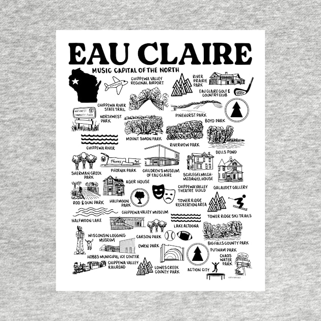 Eau Claire Wisconsin map by fiberandgloss